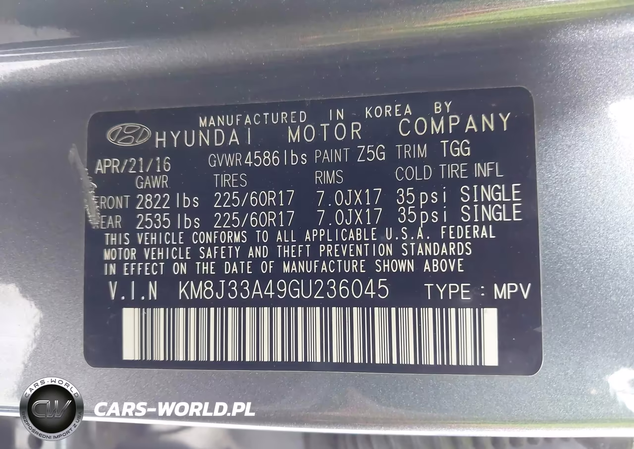 2016 Hyundai Tucson Se VIN:KM8J33A49GU236045 - 9