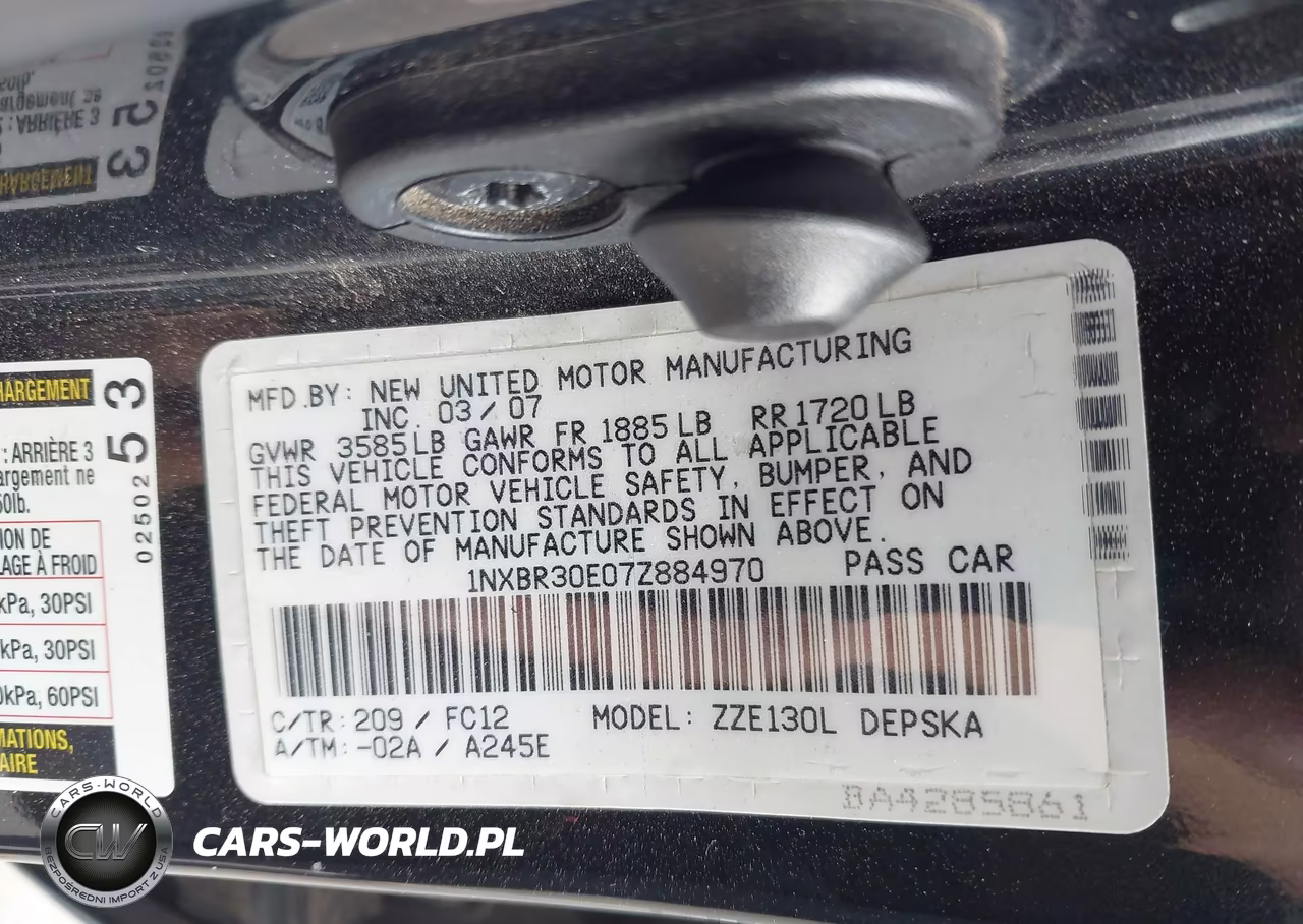 2007 Toyota Corolla S VIN:1NXBR30E07Z884970 - 9