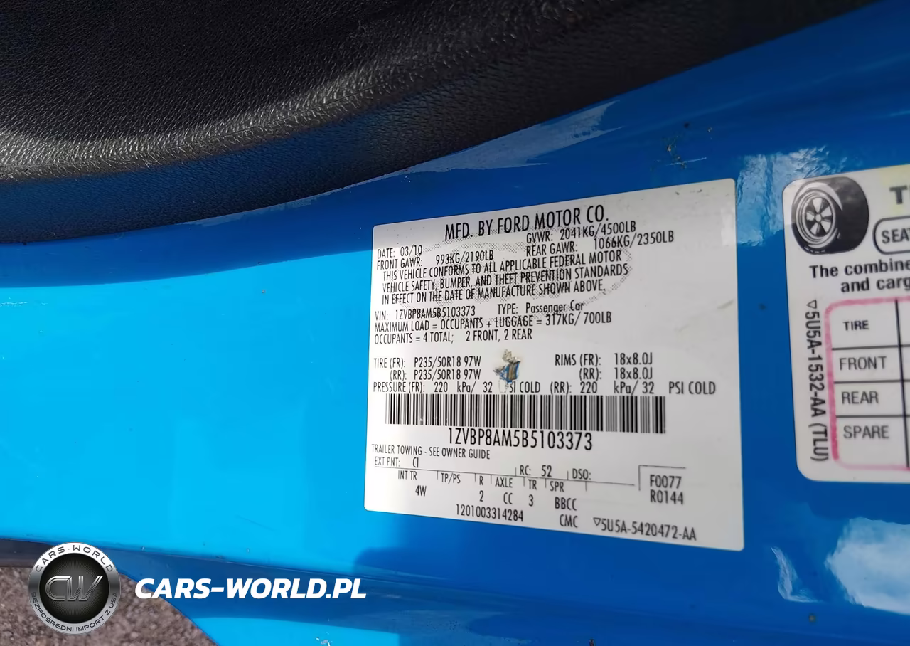 2011 Ford Mustang V6 Premium VIN:1ZVBP8AM5B5103373 - 9