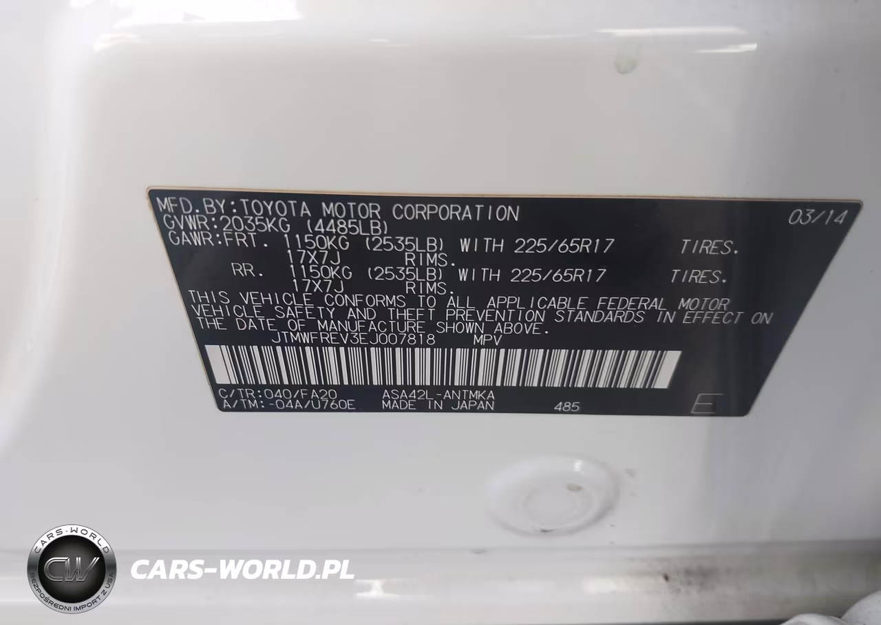 2014 Toyota Rav4 Xle VIN:JTMWFREV3EJ007818 - 9