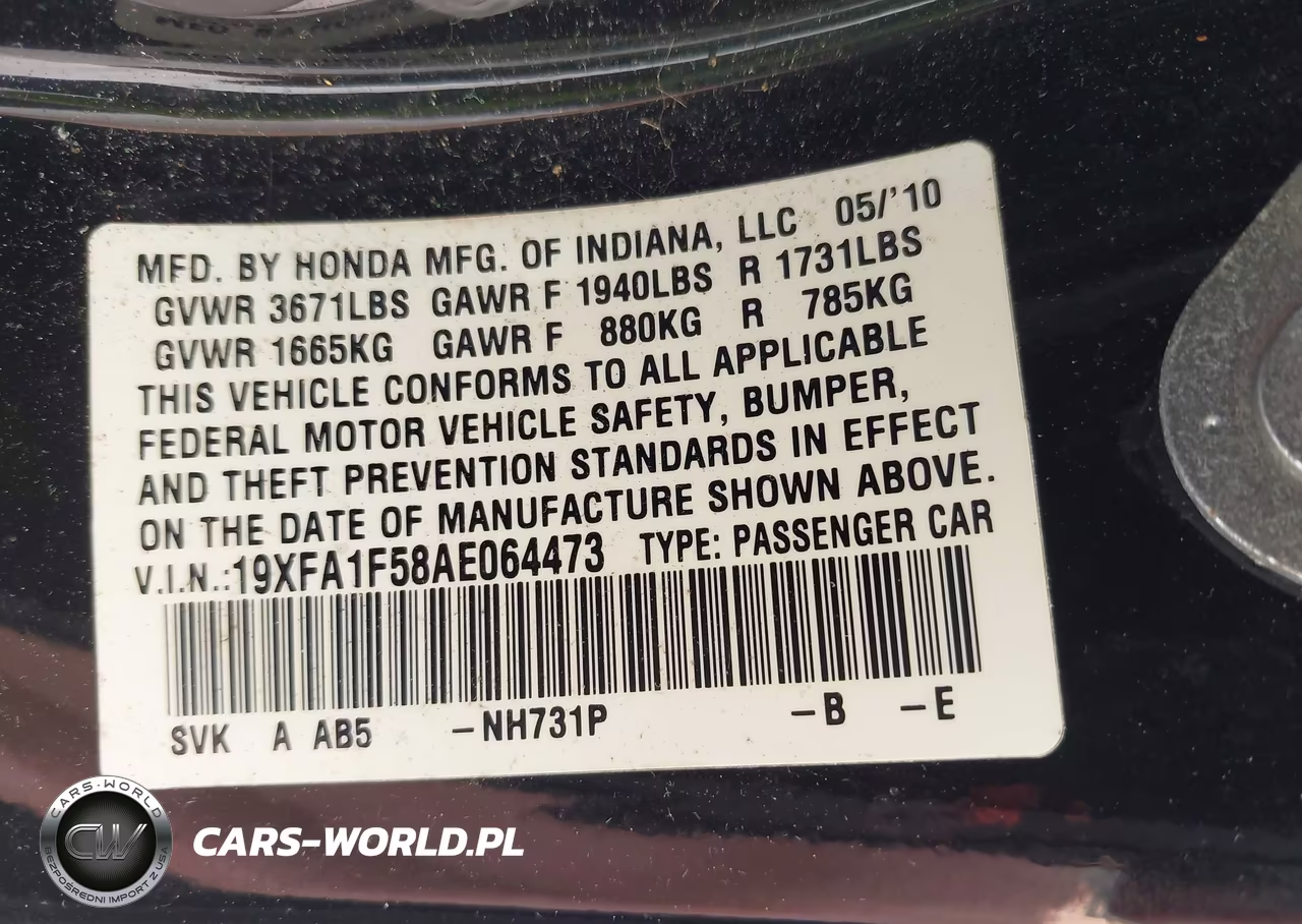 2010 Honda Civic Lx VIN:19XFA1F58AE064473 - 9