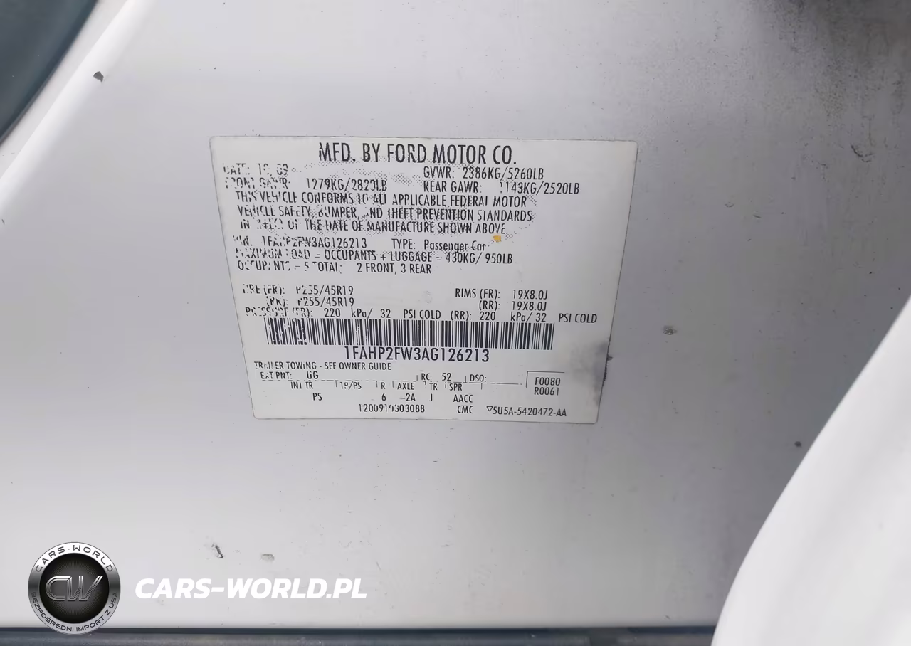 2010 Ford Taurus Limited VIN:1FAHP2FW3AG126213 - 9