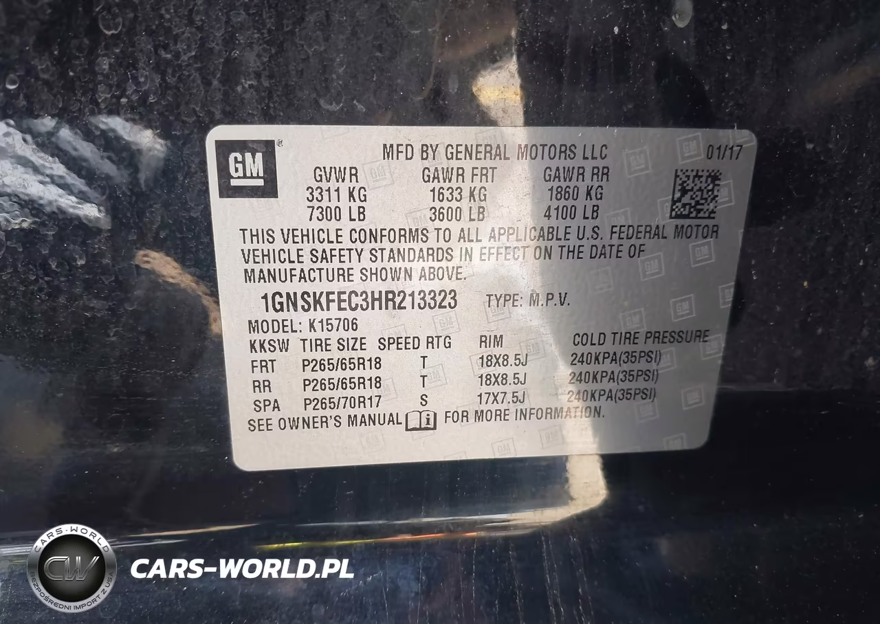 2017 Chevrolet Tahoe Commercial Fleet VIN:1GNSKFEC3HR213323 - 9