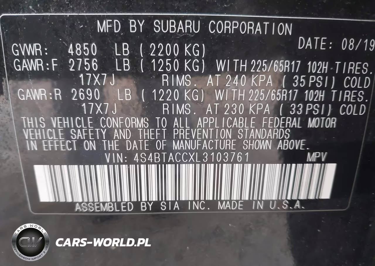 2020 Subaru Outback Premium VIN:4S4BTACCXL3103761 - 9