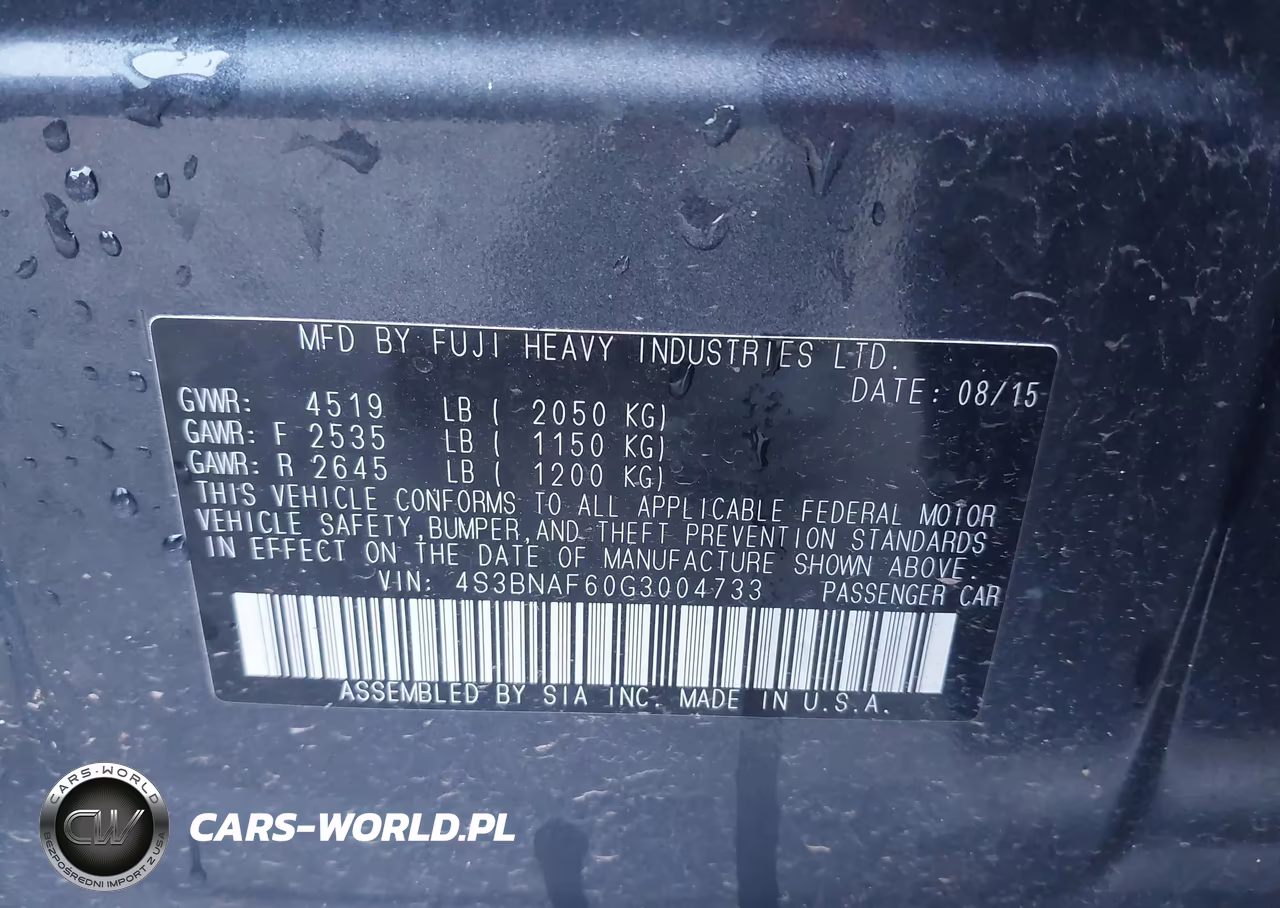 2016 Subaru Legacy 2.5I Premium VIN:4S3BNAF60G3004733 - 9