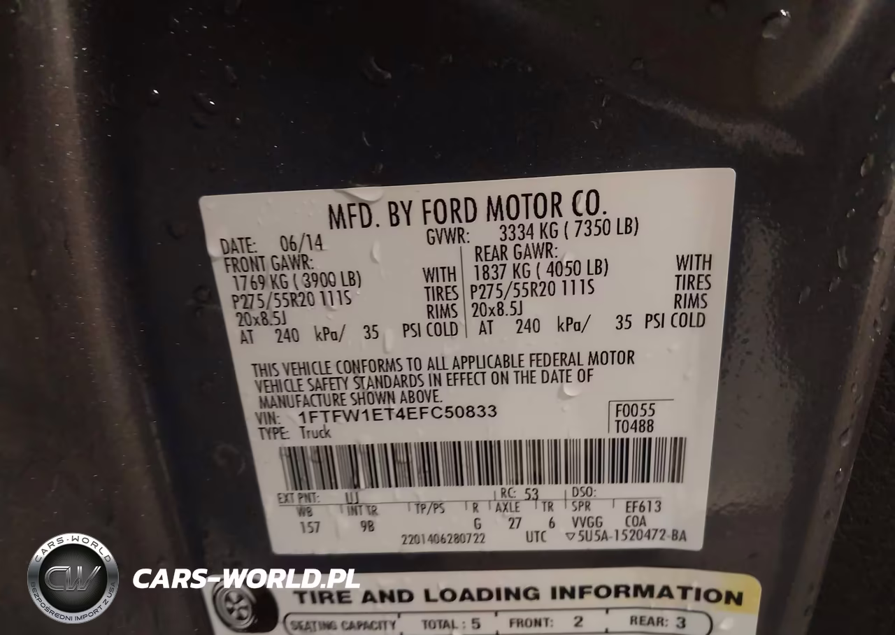 2014 Ford F-150 Platinum VIN:1FTFW1ET4EFC50833 - 9
