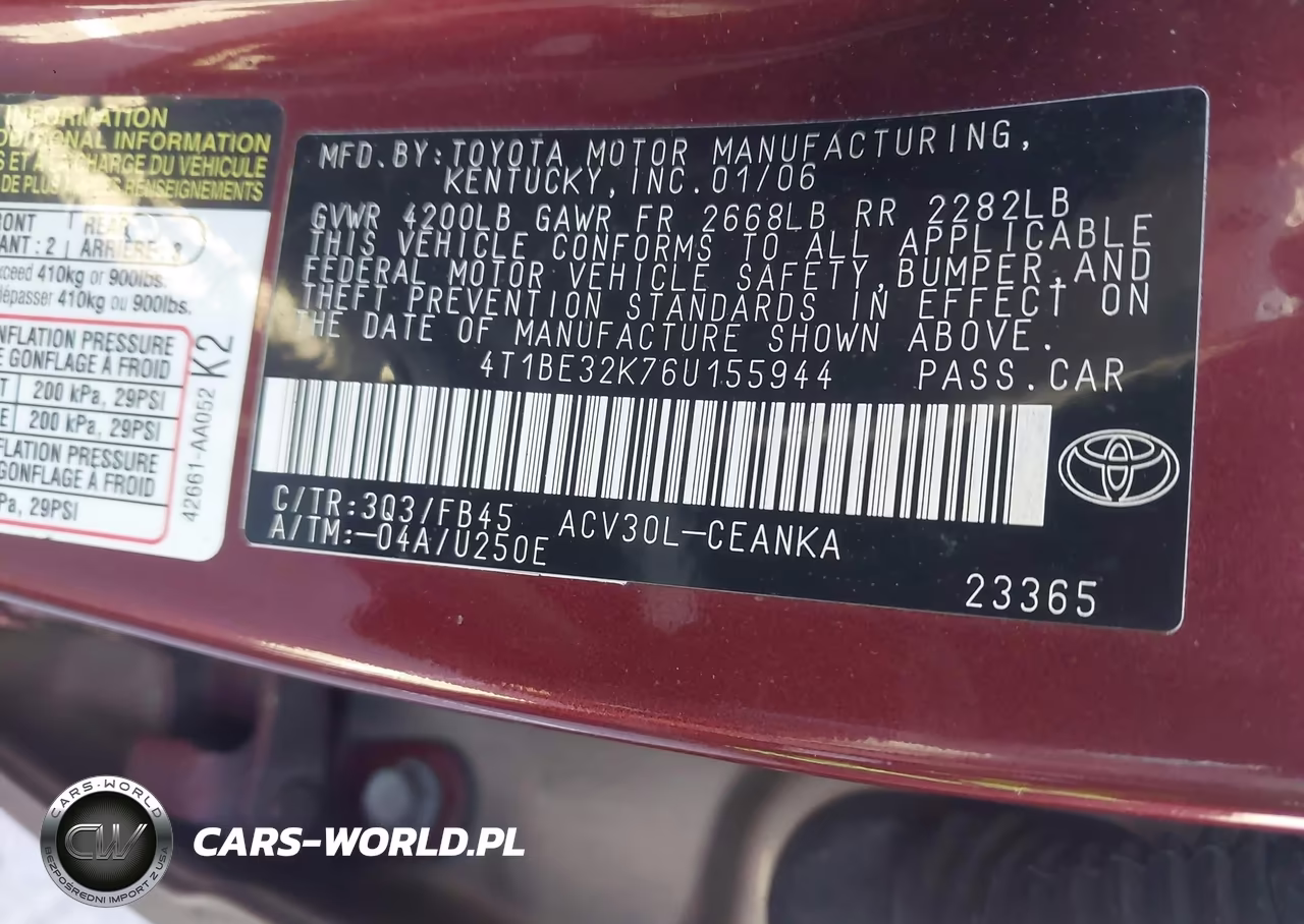 2006 Toyota Camry Le VIN:4T1BE32K76U155944 - 9