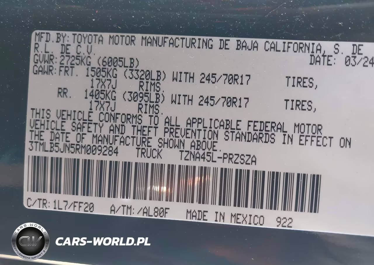2024 Toyota Tacoma Sr5 VIN:3TMLB5JN5RM009284 - 9