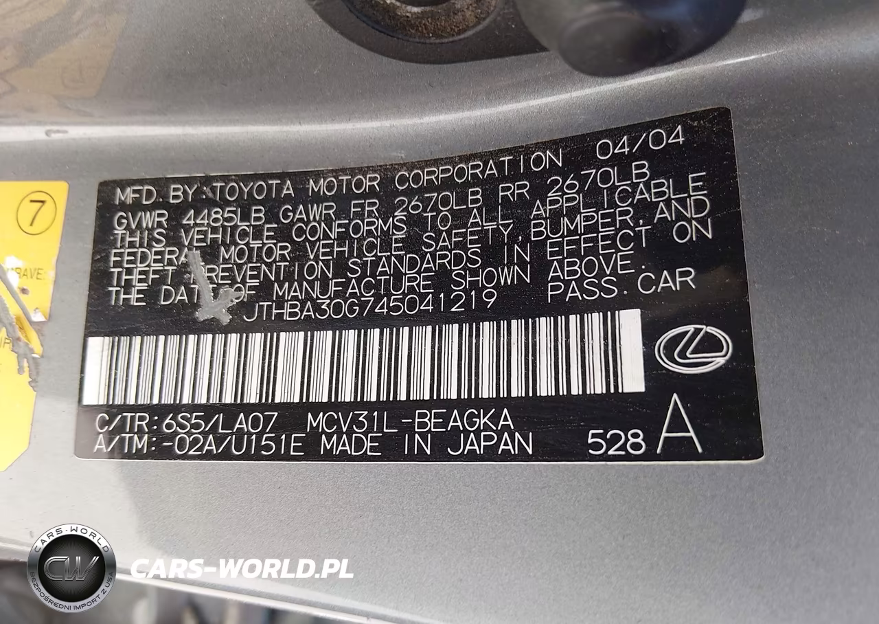 2004 Lexus Es 330 VIN:JTHBA30G745041219 - 9