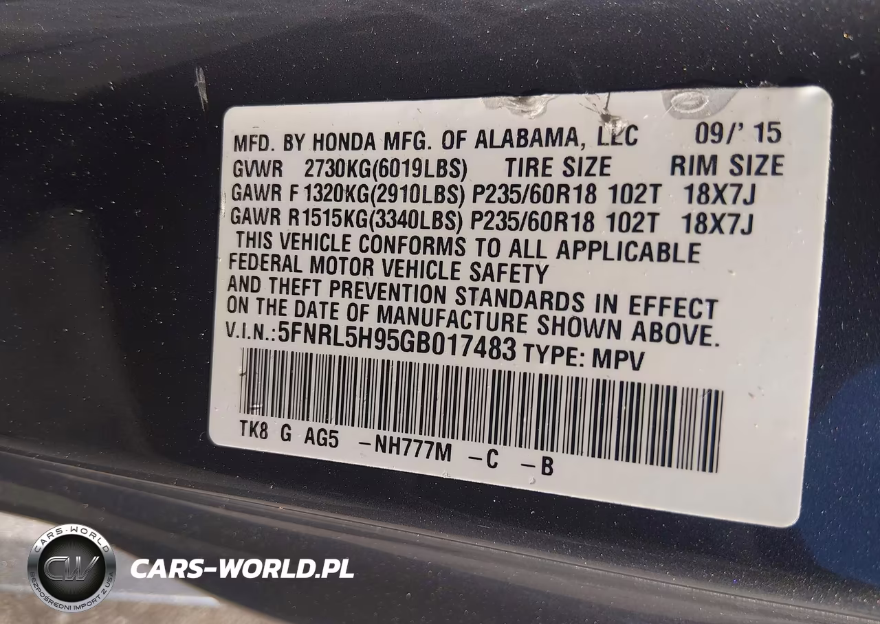 2016 Honda Odyssey Touring-Touring Elite VIN:5FNRL5H95GB017483 - 9
