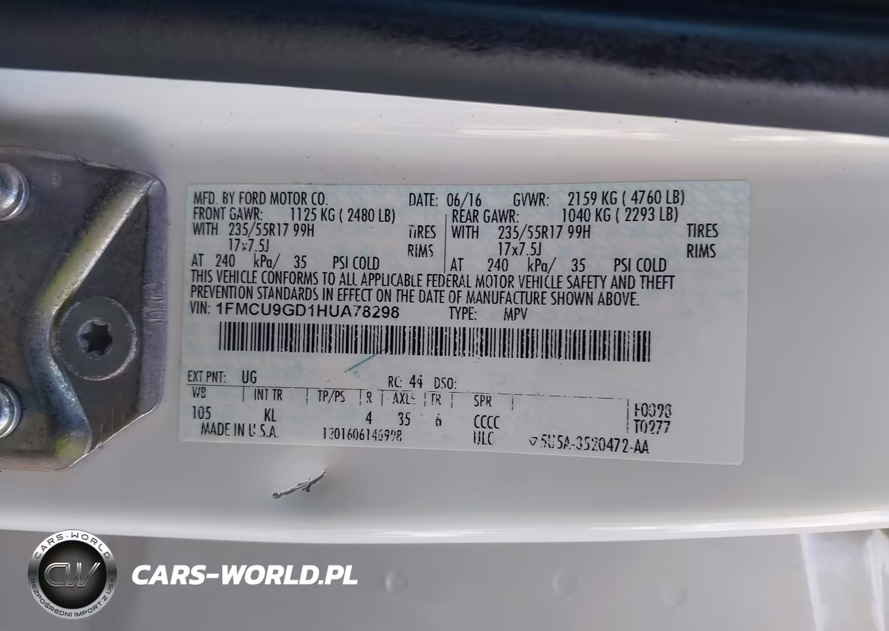 2017 Ford Escape Se VIN:1FMCU9GD1HUA78298 - 9