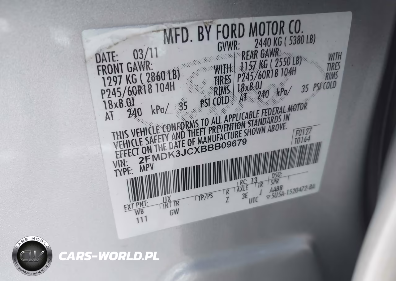 2011 Ford Edge Sel VIN:2FMDK3JCXBBB09679 - 9