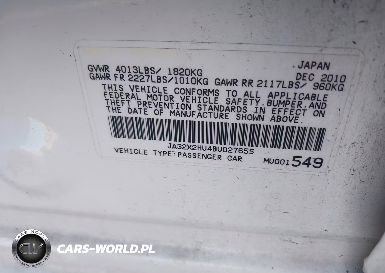 2011 Mitsubishi Lancer Sportback Es VIN:JA32X2HU4BU027655 - 9