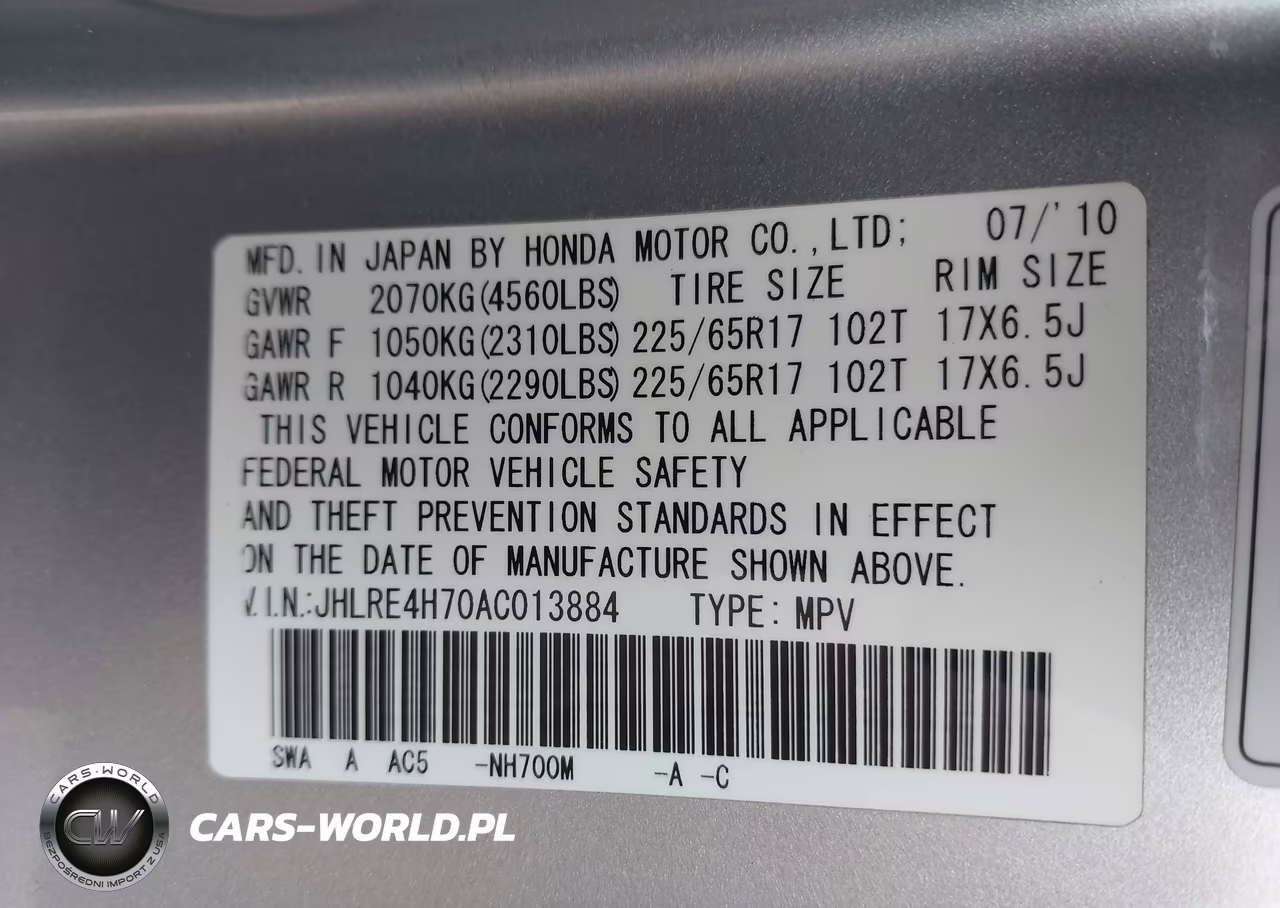 2010 Honda Cr-V Ex-L VIN:JHLRE4H70AC013884 - 9