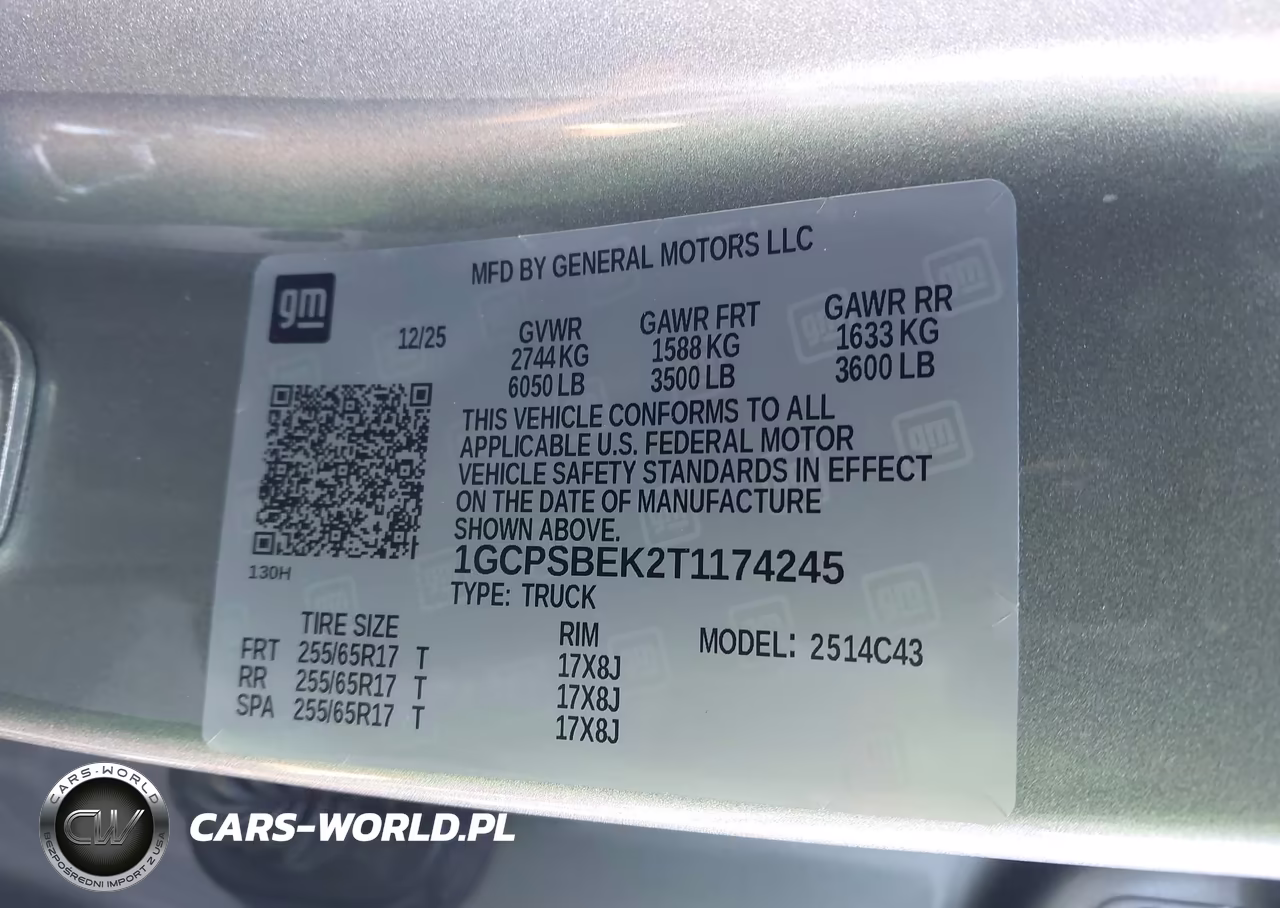 2026 Chevrolet Colorado Wt, Rwd VIN:1GCPSBEK2T1174245 - 8