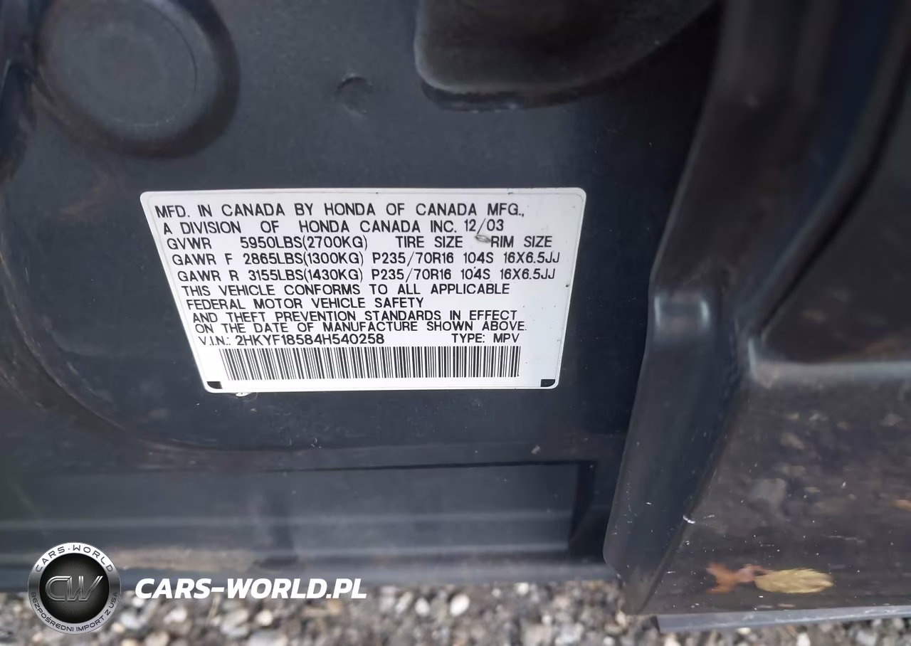 2004 Honda Pilot Ex-L VIN:2HKYF18584H540258 - 9