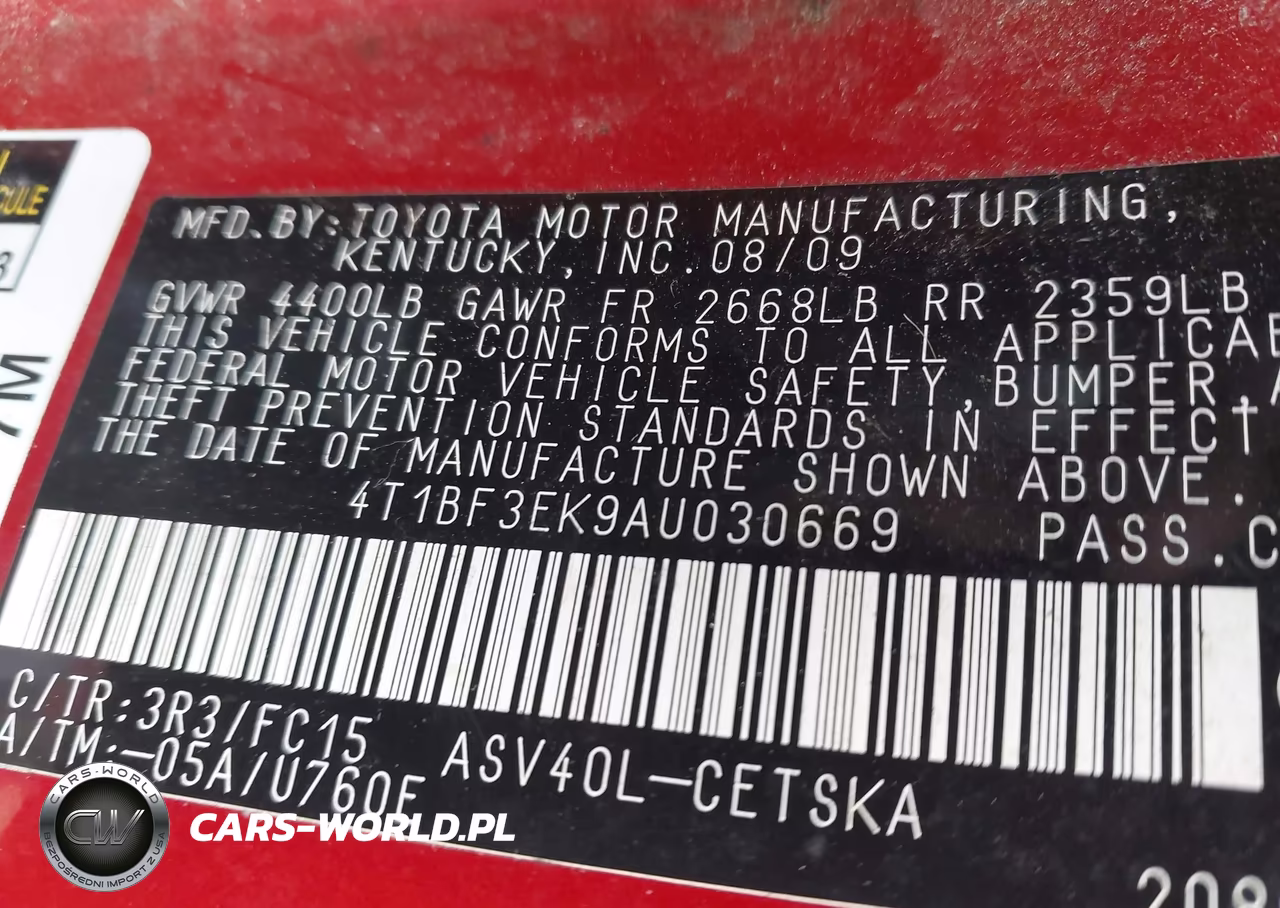 2010 Toyota Camry Se VIN:4T1BF3EK9AU030669 - 9