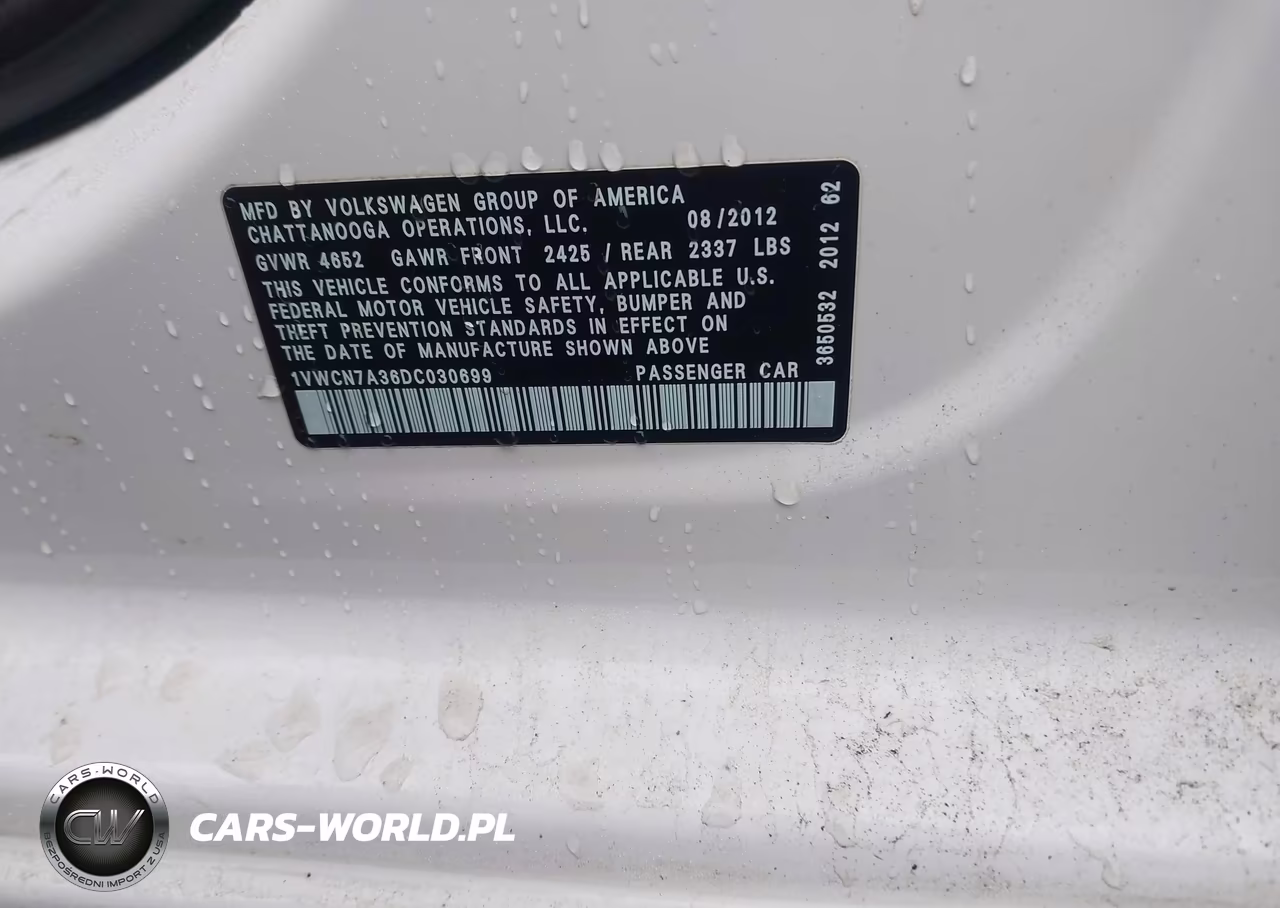 2013 Volkswagen Passat 2.0L Tdi Sel Premium VIN:1VWCN7A36DC030699 - 9
