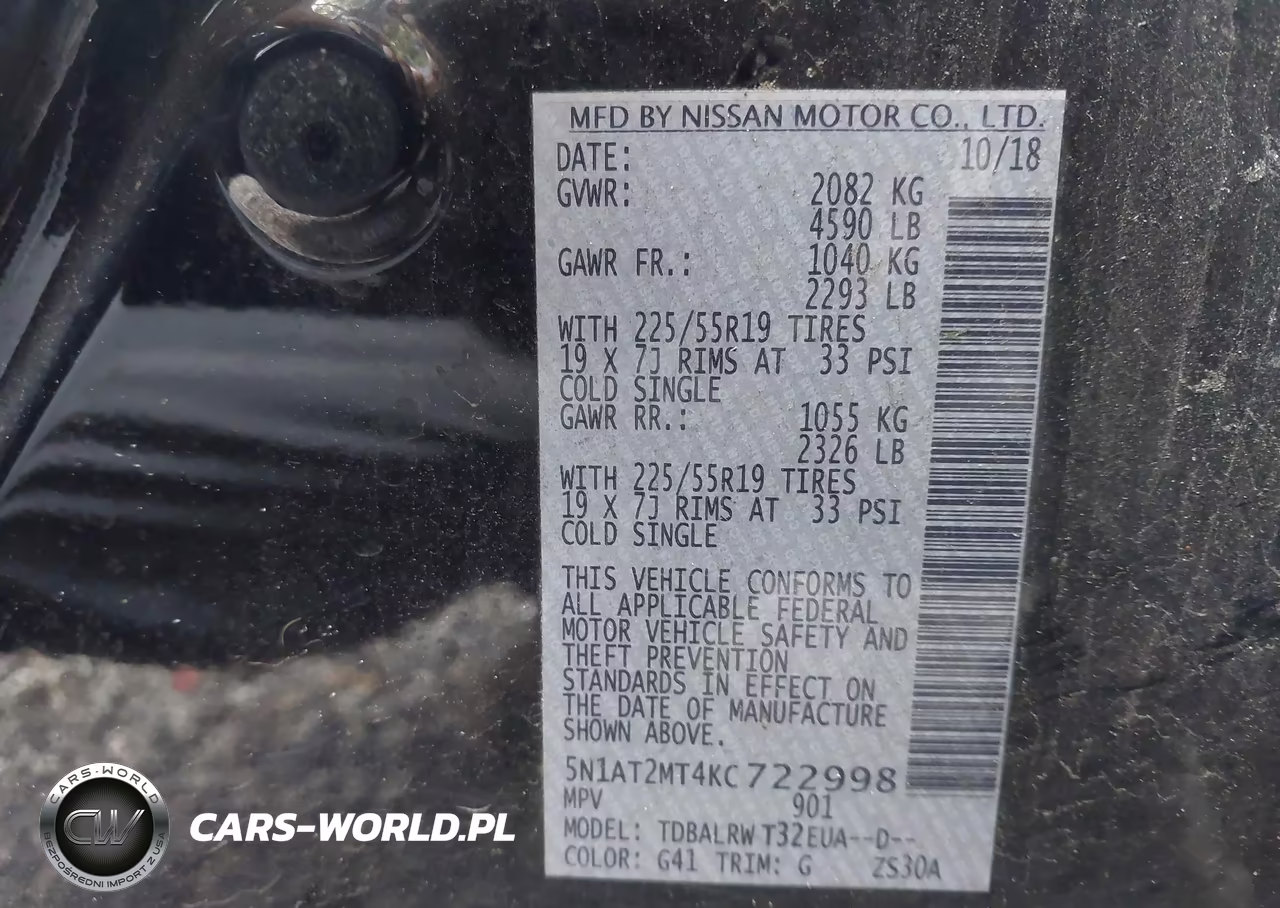 2019 Nissan Rogue Sl VIN:5N1AT2MT4KC722998 - 9