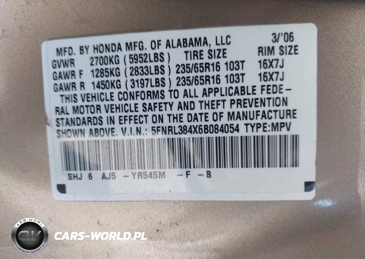 2006 Honda Odyssey Ex VIN:5FNRL384X6B084054 - 9