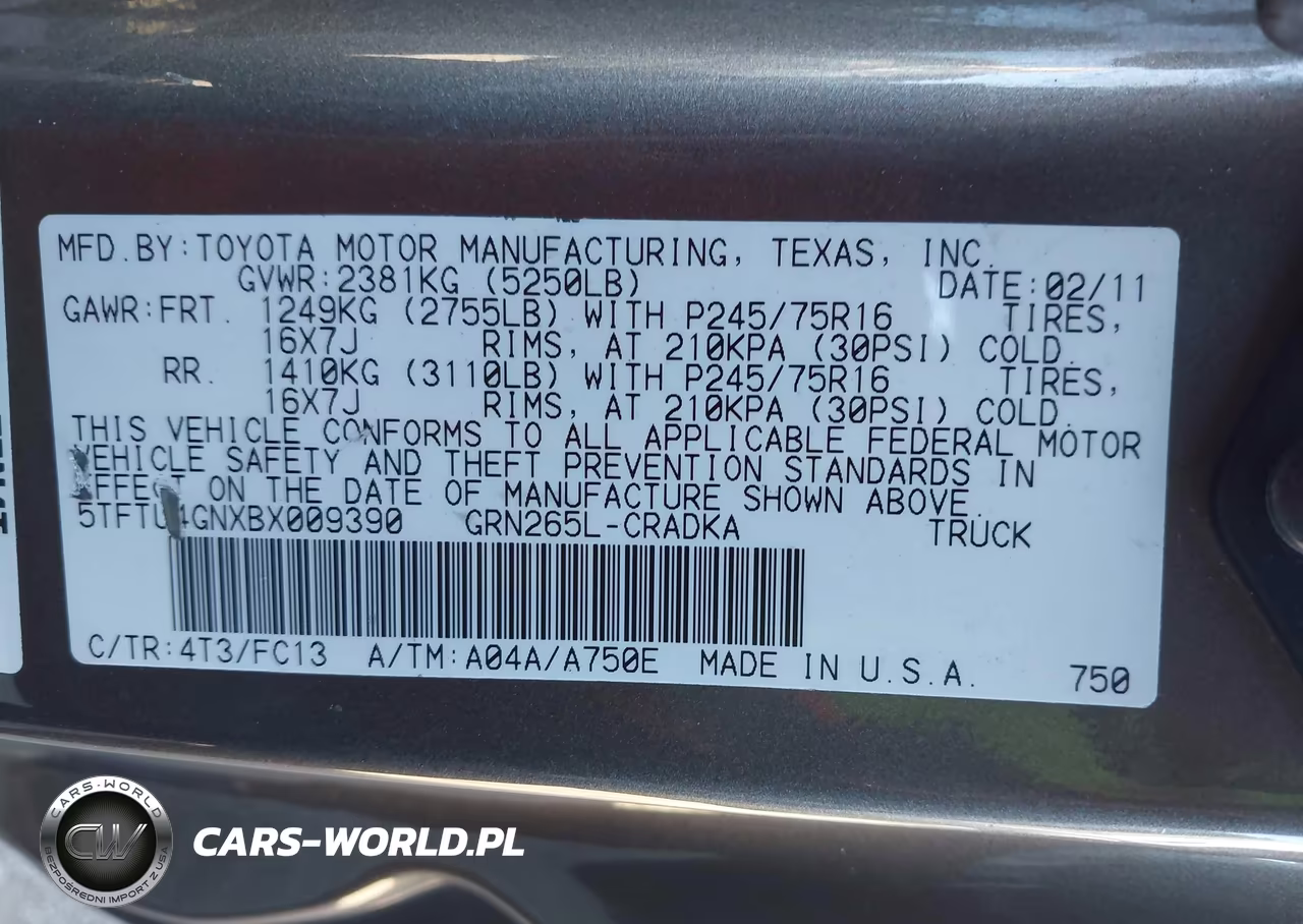 2011 Toyota Tacoma Prerunner V6 VIN:5TFTU4GNXBX009390 - 9