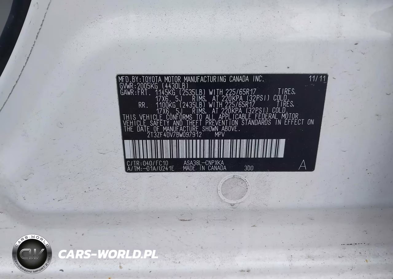 2011 Toyota Rav4 VIN:2T3ZF4DV7BW097912 - 9