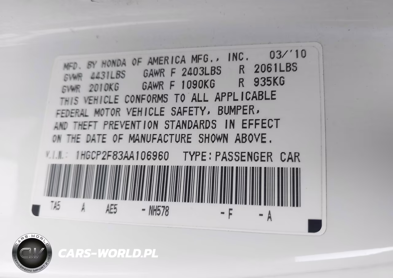 2010 Honda Accord 2.4 Ex-L VIN:1HGCP2F83AA106960 - 9