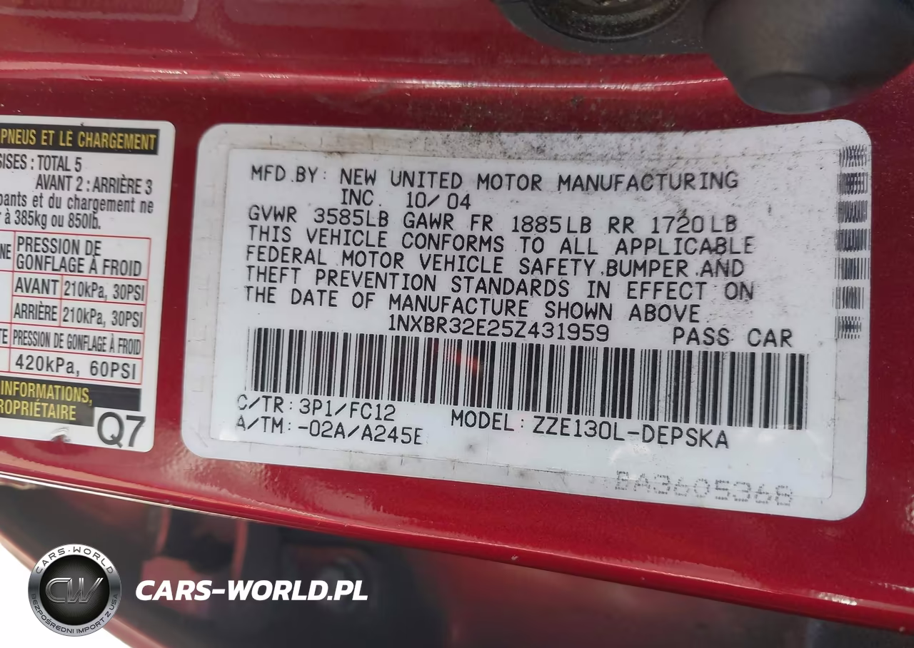 2005 Toyota Corolla S VIN:1NXBR32E25Z431959 - 9