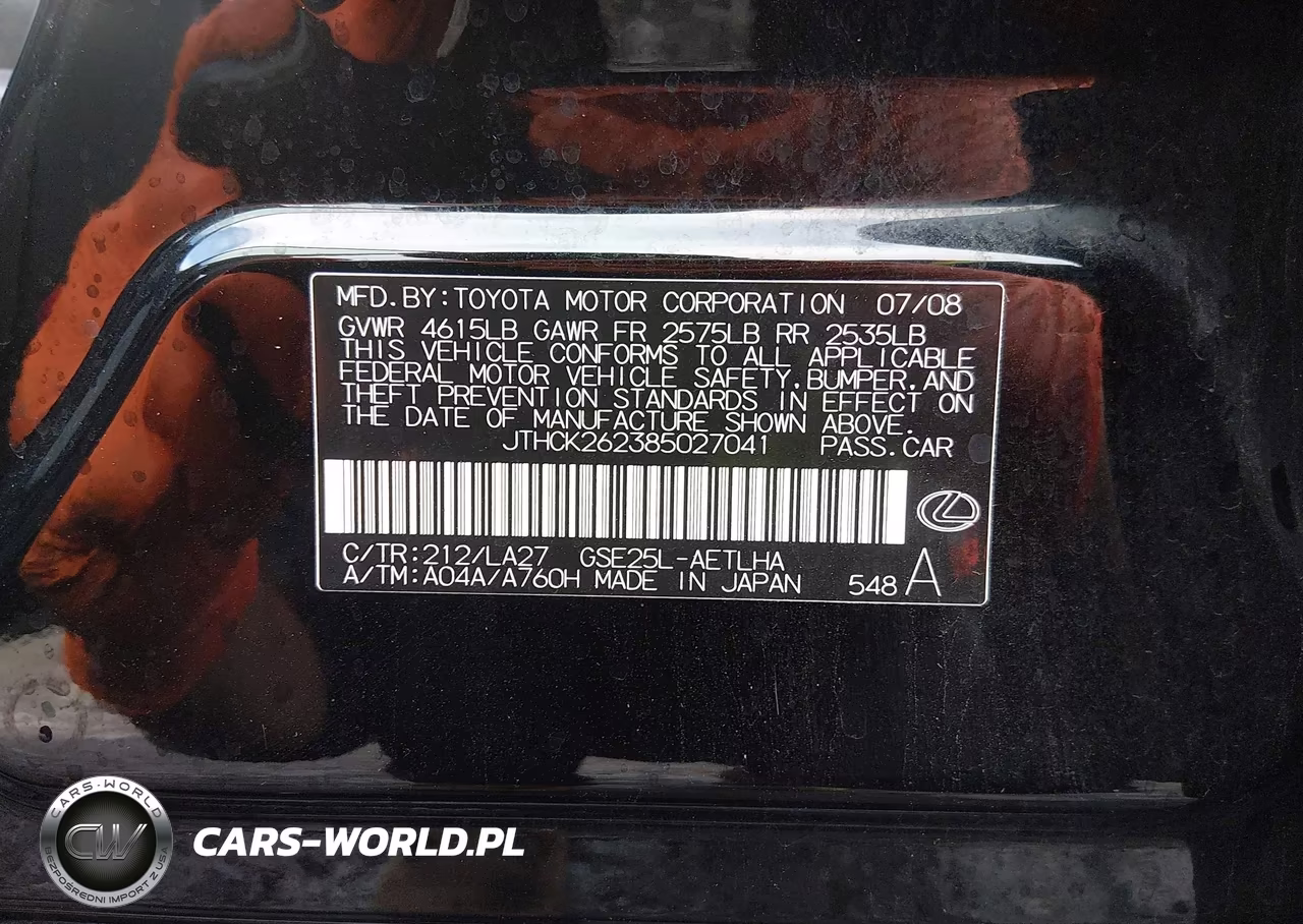 2008 Lexus Is 250 VIN:JTHCK262385027041 - 9