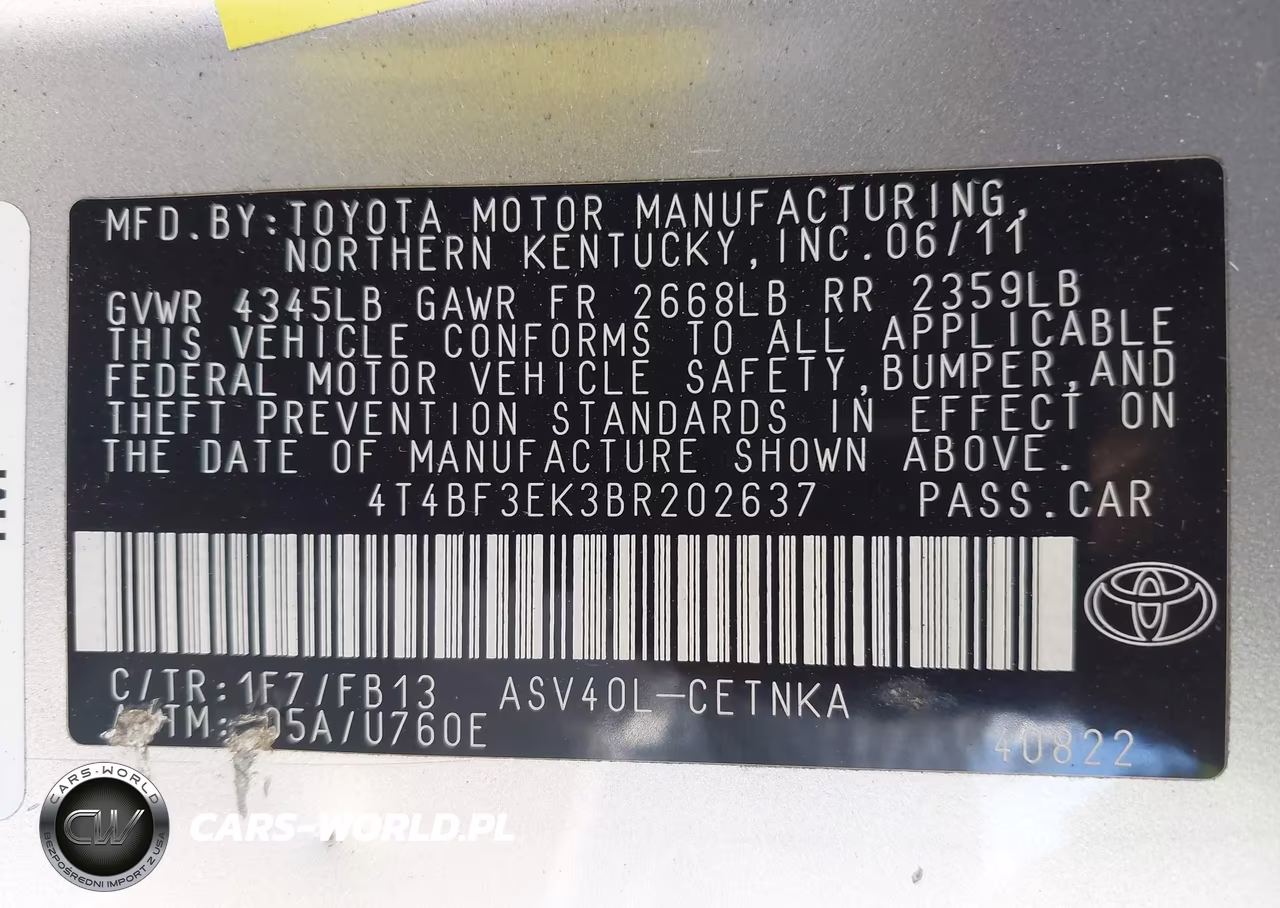 2011 Toyota Camry Le VIN:4T4BF3EK3BR202637 - 9
