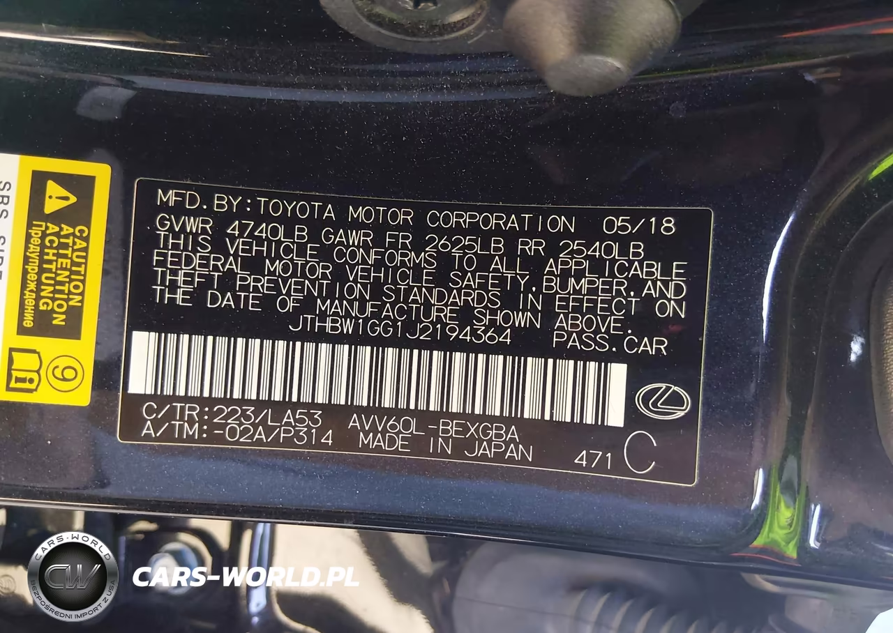 2018 Lexus Es 300H VIN:JTHBW1GG1J2194364 - 9