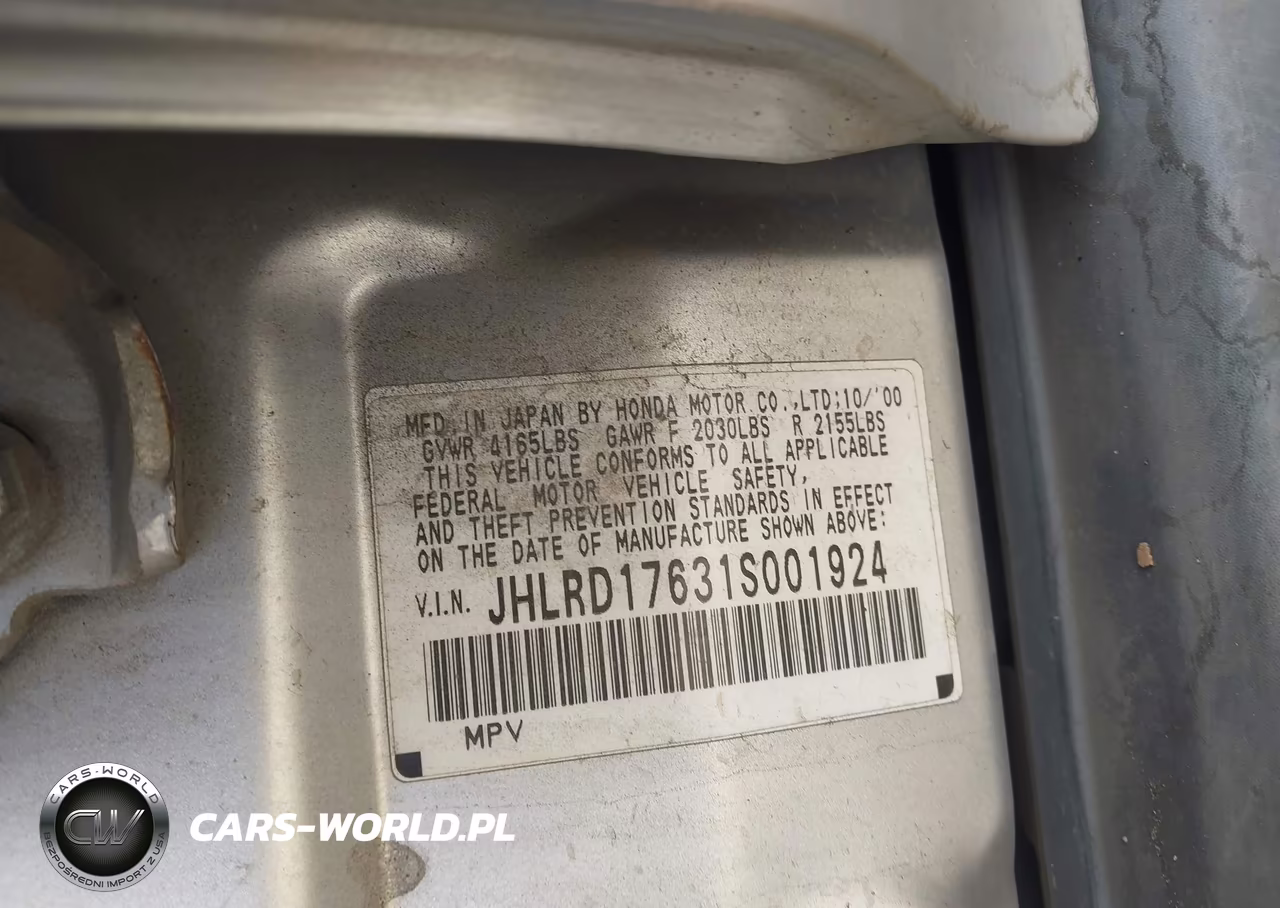 2001 Honda Cr-V Ex VIN:JHLRD17631S001924 - 9