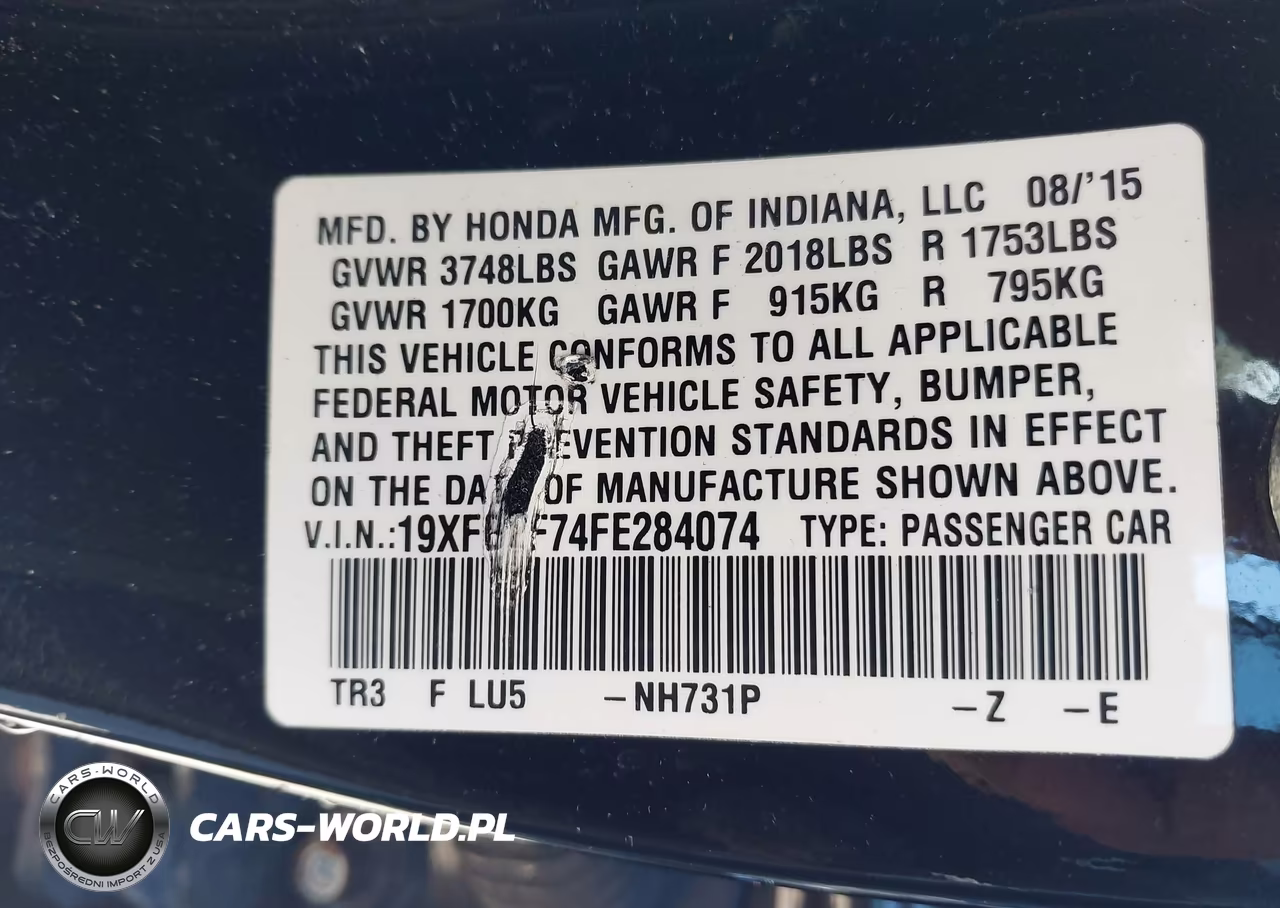 2015 Honda Civic Se VIN:19XFB2F74FE284074 - 9