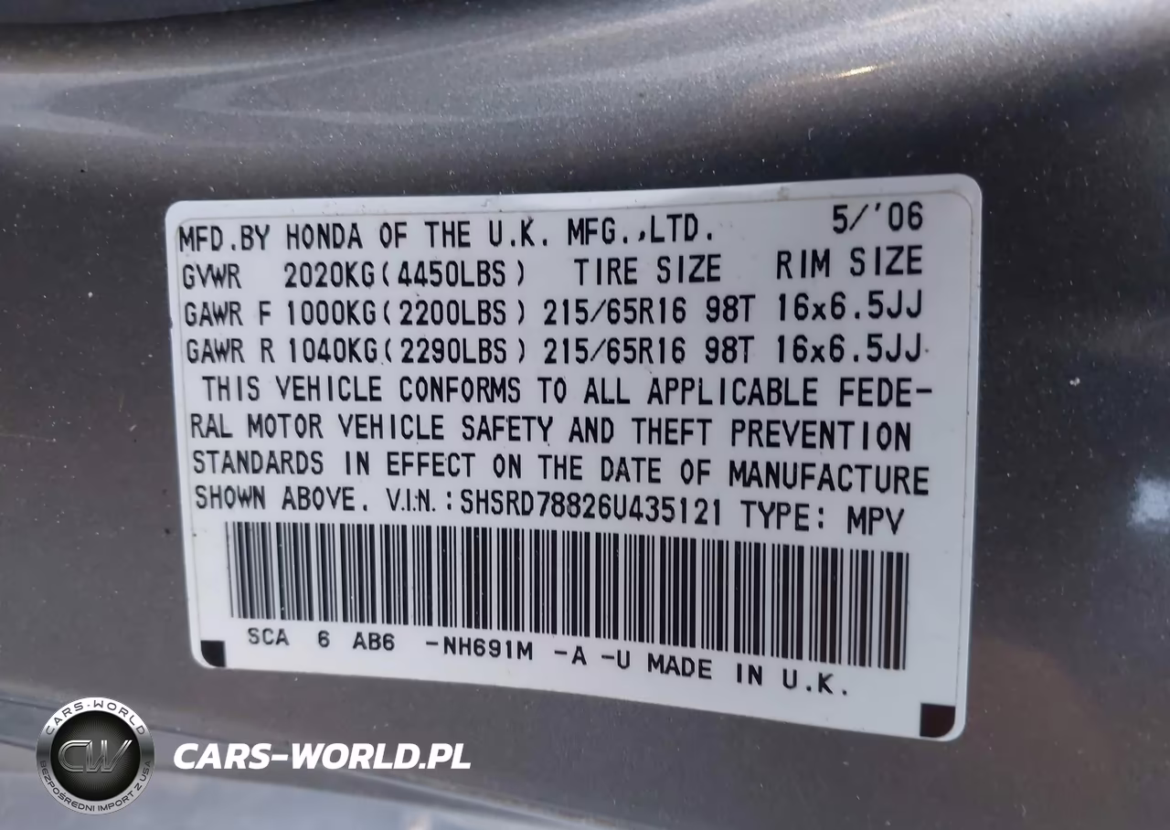 2006 Honda Cr-V Ex VIN:SHSRD78826U435121 - 9