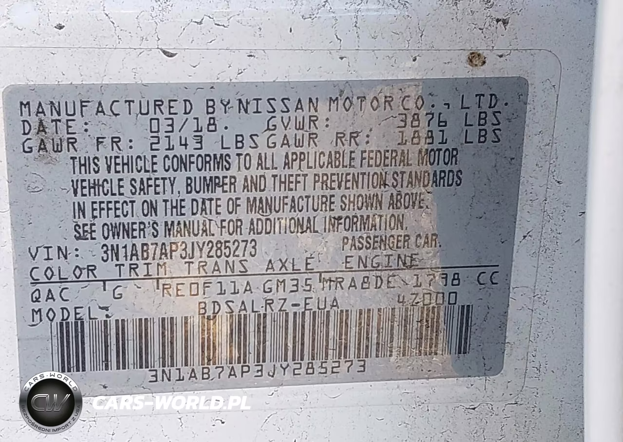 2018 Nissan Sentra Sr VIN:3N1AB7AP3JY285273 - 9