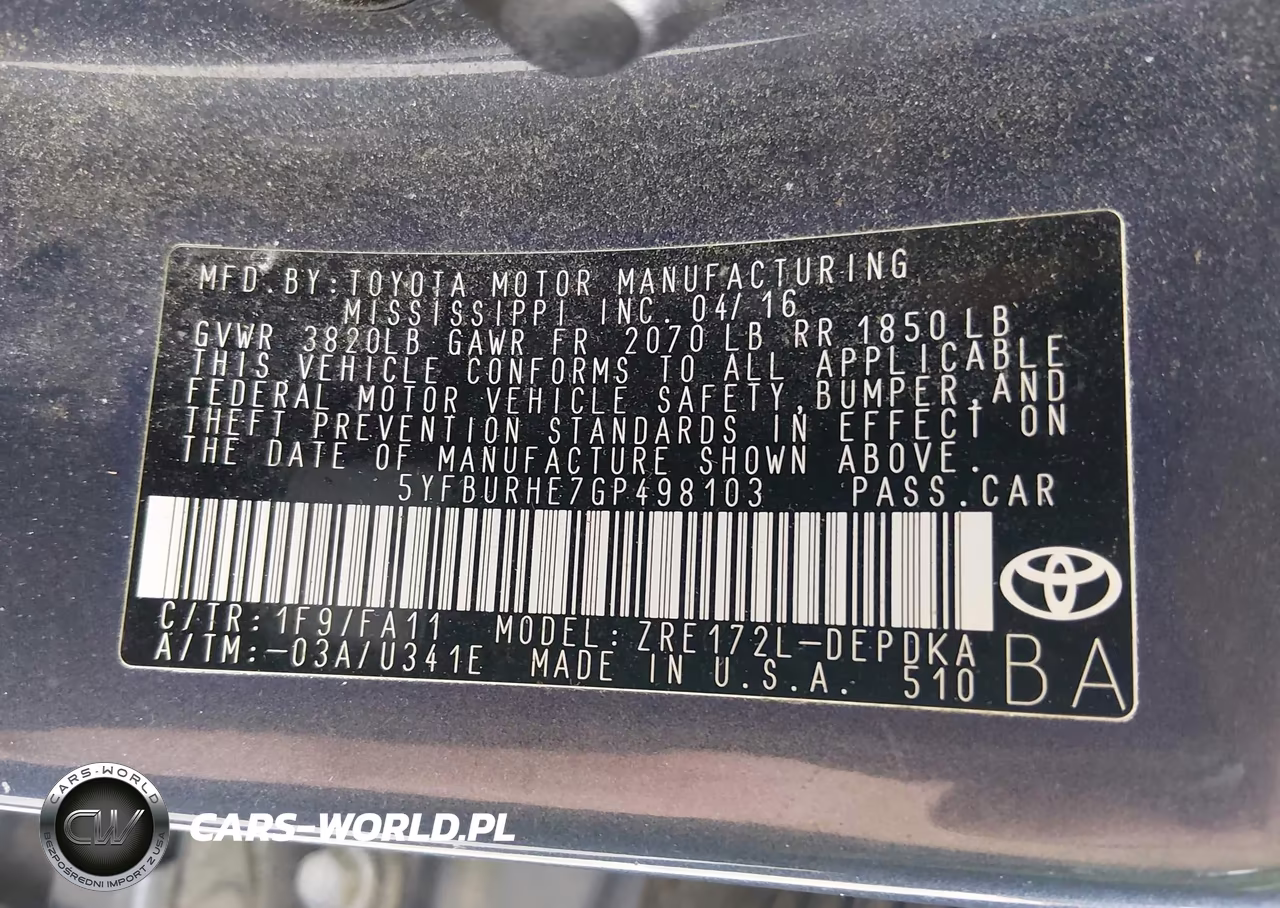 2016 Toyota Corolla L VIN:5YFBURHE7GP498103 - 9