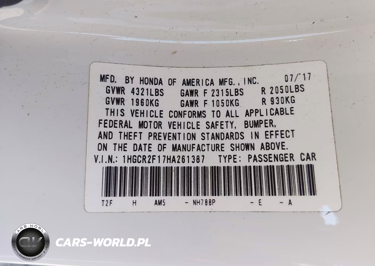 2017 Honda Accord Sport Se VIN:1HGCR2F17HA261387 - 9