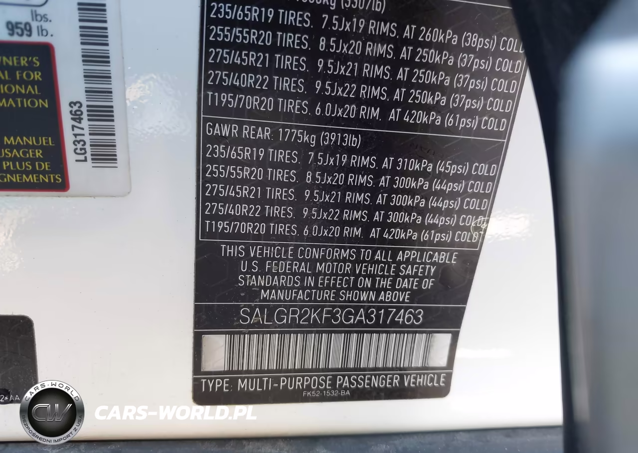 2016 Land Rover Range Rover 3.0L V6 Turbocharged Diesel Td6 VIN:SALGR2KF3GA317463 - 9
