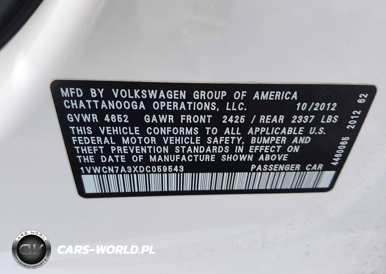 2013 Volkswagen Passat Sel VIN:1VWCN7A3XDC059543 - 9