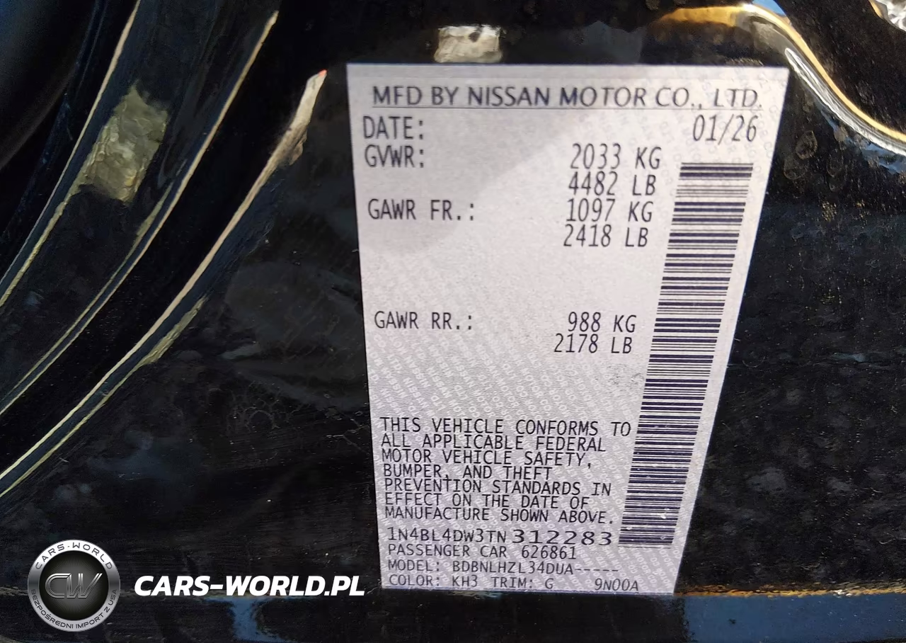 2026 Nissan Altima Sv Awd VIN:1N4BL4DW3TN312283 - 9