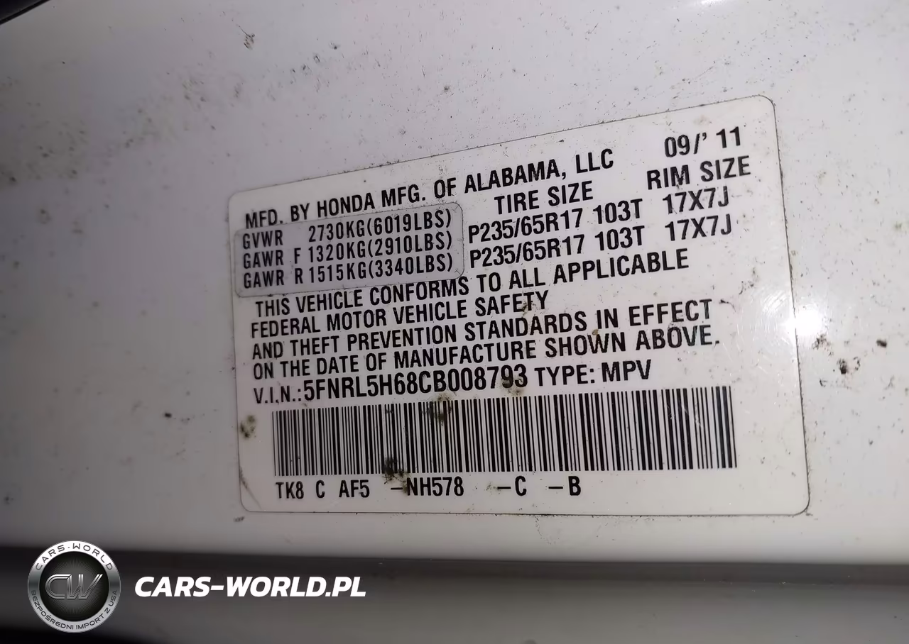 2012 Honda Odyssey Ex-L VIN:5FNRL5H68CB008793 - 9