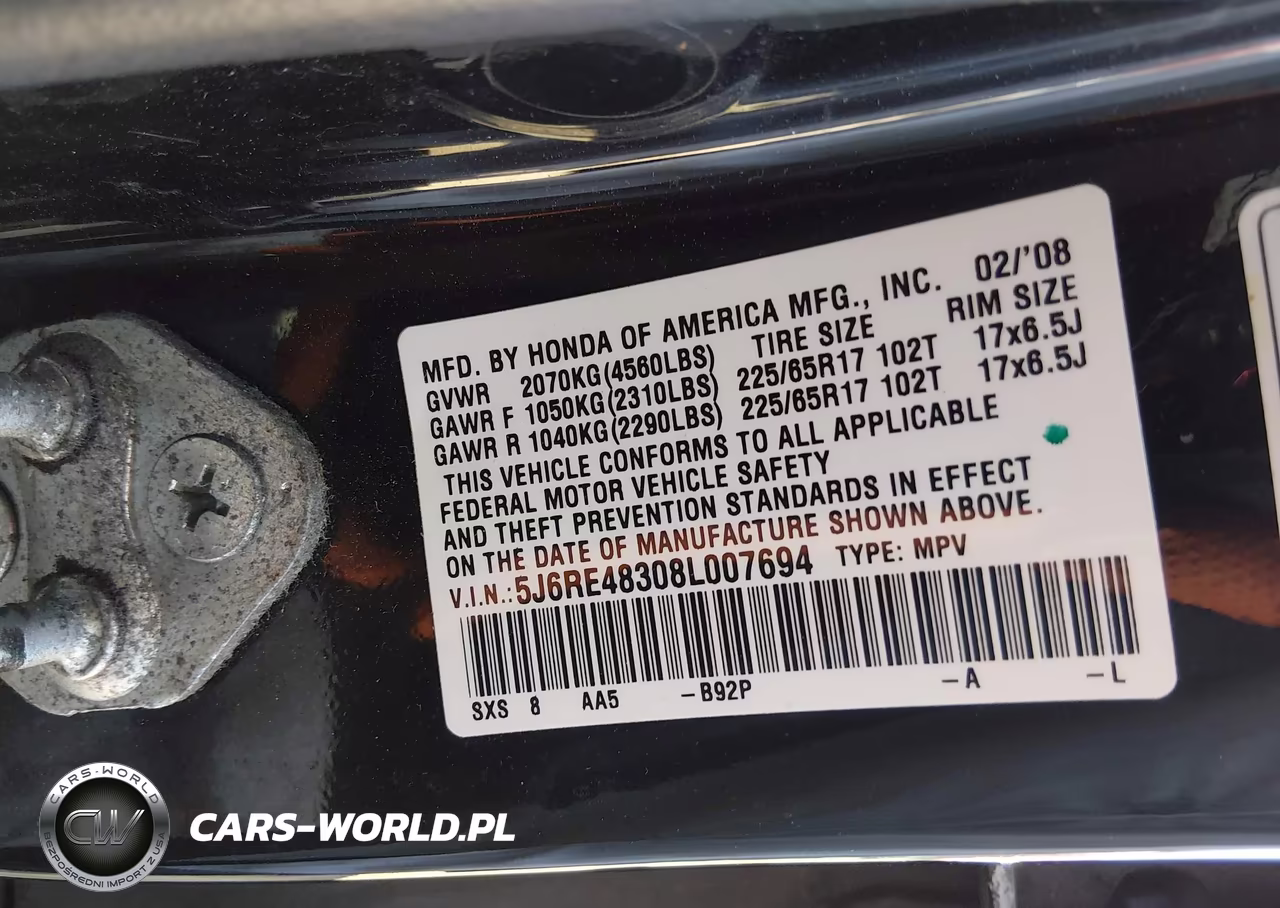 2008 Honda Cr-V Lx VIN:5J6RE48308L007694 - 9