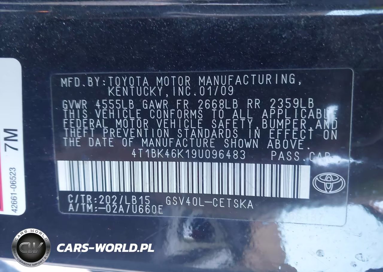 2009 Toyota Camry Se V6 VIN:4T1BK46K19U096483 - 9