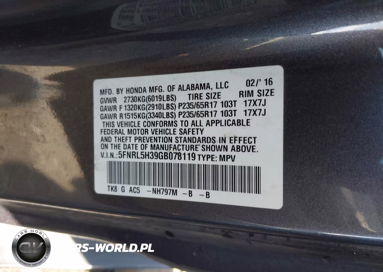 2016 Honda Odyssey Se VIN:5FNRL5H39GB078119 - 9