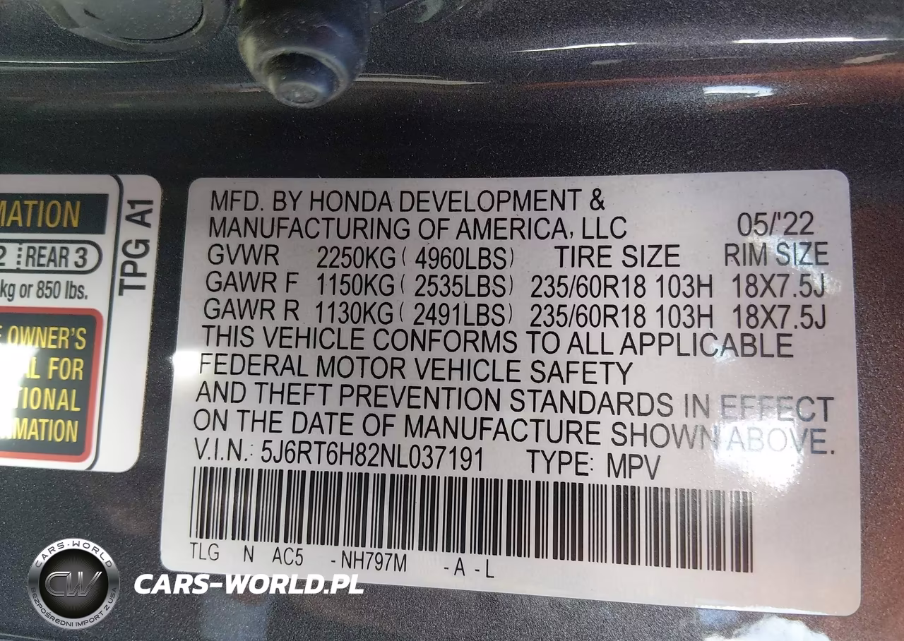 2022 Honda Cr-V Hybrid Ex-L VIN:5J6RT6H82NL037191 - 9
