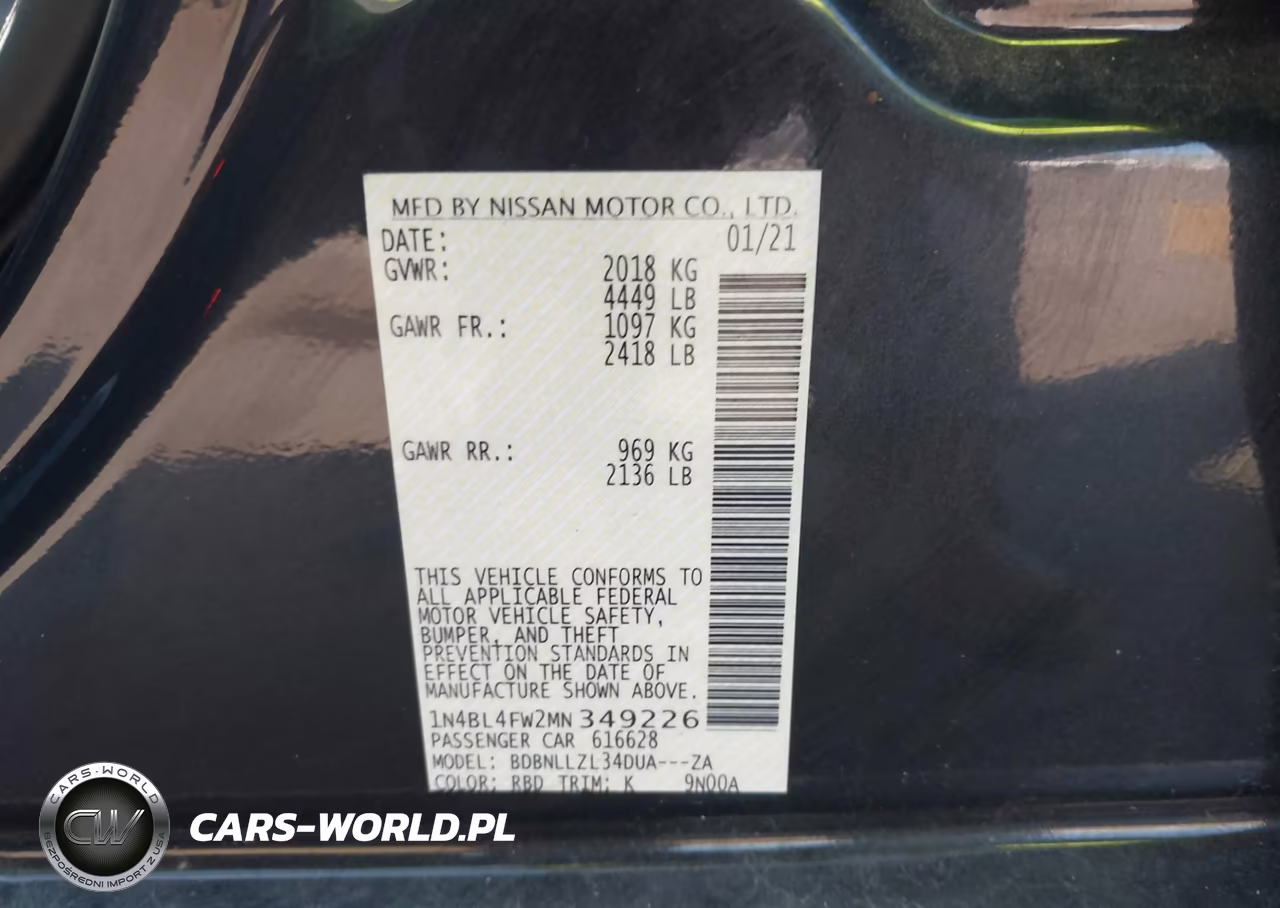 2021 Nissan Altima Platinum Intelligent Awd VIN:1N4BL4FW2MN349226 - 9