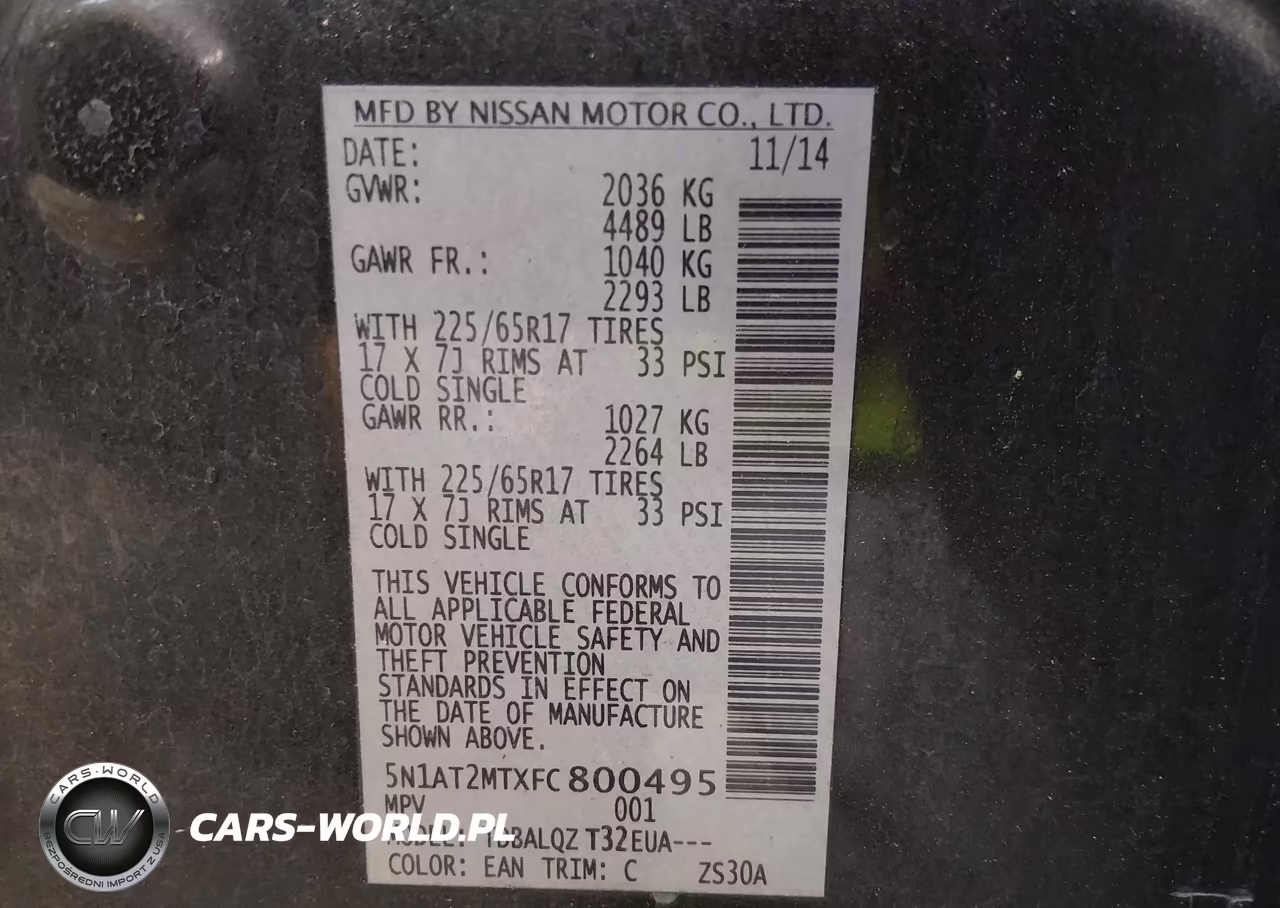 2015 Nissan Rogue Sv VIN:5N1AT2MTXFC800495 - 9