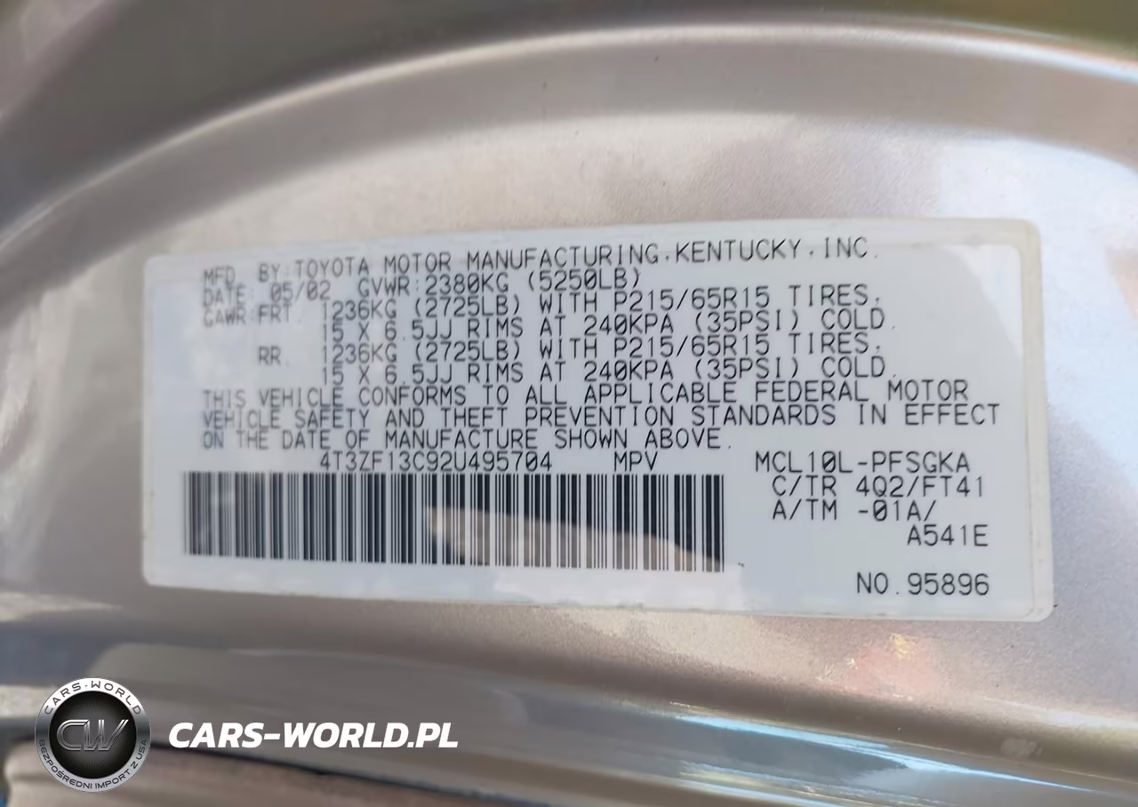 2002 Toyota Sienna Le VIN:4T3ZF13C92U495704 - 9