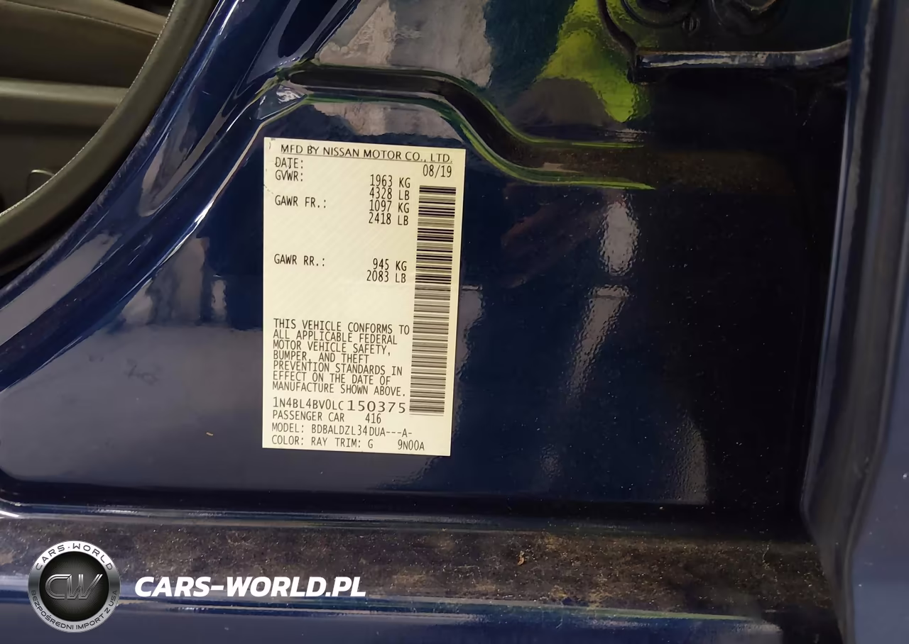 2020 Nissan Altima S Fwd VIN:1N4BL4BV0LC150375 - 9