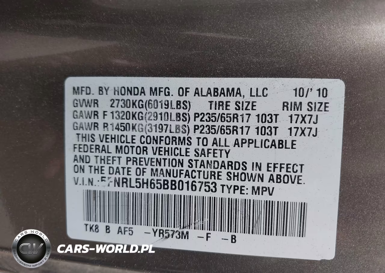 2011 Honda Odyssey Ex-L VIN:5FNRL5H65BB016753 - 9